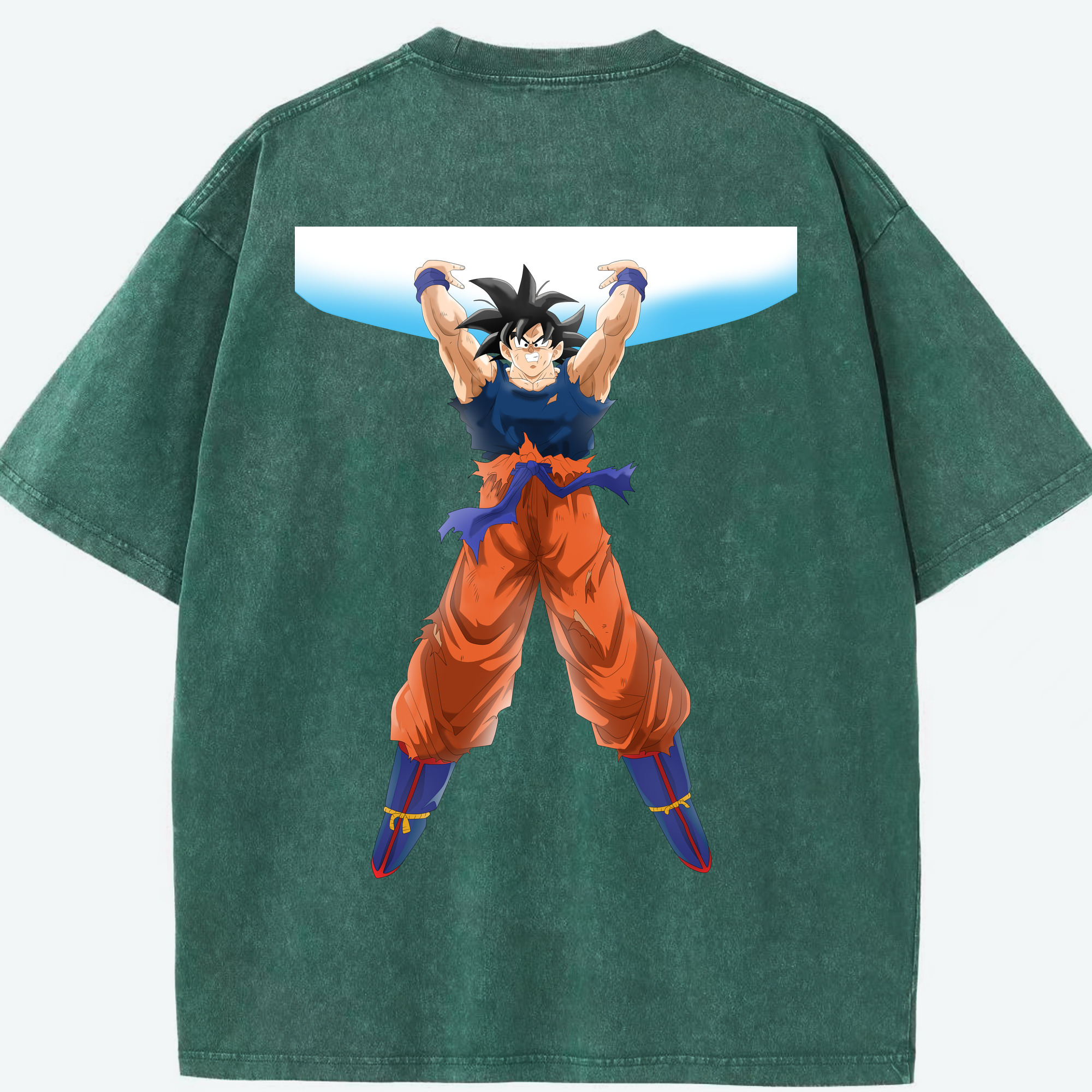 （画像用） ドラゴンボール 孫悟空（そん ごくう）Son Goku カカロット DRAGON BALL Kakarotto 綿100% ヴィンテージ風 半袖Tシャツ（背面プリント）